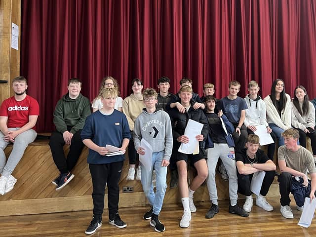 Some St Thomas More pupils full of smiles after picking up their GCSE results. Pic St Thomas More