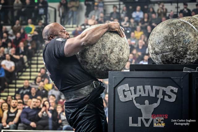 Britain's Strongest Man contenders will be battling it out at Sheffield FlyDSA Arena. Photo by Zoie Carter-Ingham.