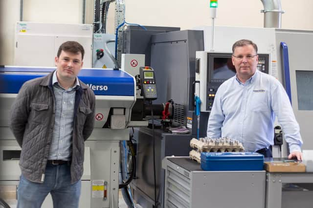 High Peak MP Robert Largan, left, with Steve Yorke-Robinson of Pressure Tech Lt.