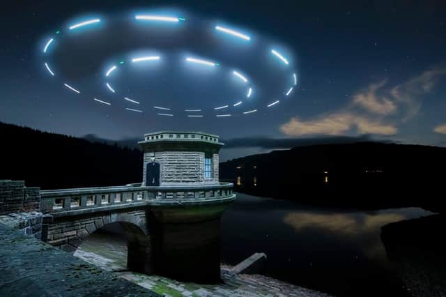 Th drone creating a close encounter picture over at Ladybower dam. Picture Rod Kirkpatrick