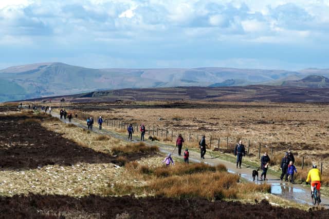 Walkers and cyclists at Stanage in 2016.