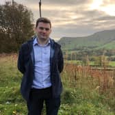 Robert Largan MP at Chinley Churn, the potential site of the solar farm.
