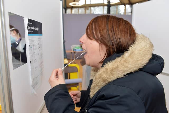 Buxton covid testing centre opens at the Pavilion Gardens. Louise Cooper from the Buxton Advertiser takes the test.