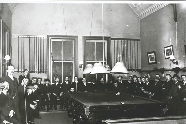 A billiard table at a Derbyshire Workmen's Club, 1912