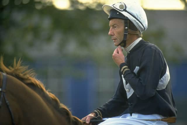 A portrait of Lester Piggott, widely regarded as the greatest jockey in the history of British racing.