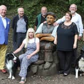 The fundraising target for a female quarry worker statue in Grin Low Woods has been reached. Buxton Civic Association members with William Hartley from the Satterthwaite Bequest and Louise Cooper, Editor of the Buxton Advertiser