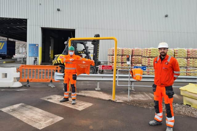 Daniel Heyworth, left, with Tarmac’s Tunstead cement packing plant manager,  Ian Smith.