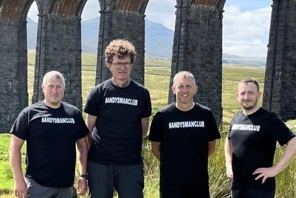 L-R: Andrew Craig, Toby Hardwick, Paul Stanton and Adam Moss during the Yorkshire Three Peaks walk