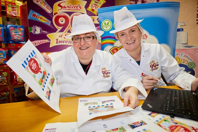Tracy-Jane and Swizzels marketing manager Sarah-Louise Heslop designing the packaging