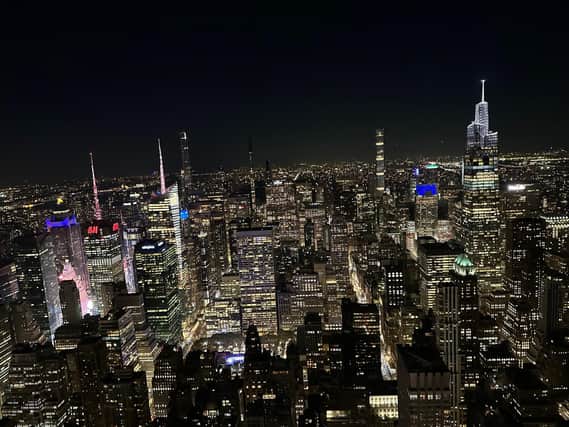 The New York city skyline at night