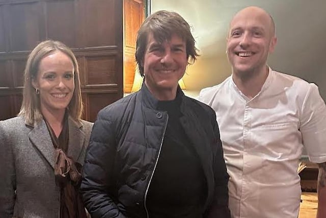 Tom Cruise with Kate Stephan and Lee Smith, the owners of Restaurant Lovage in Bakewell.