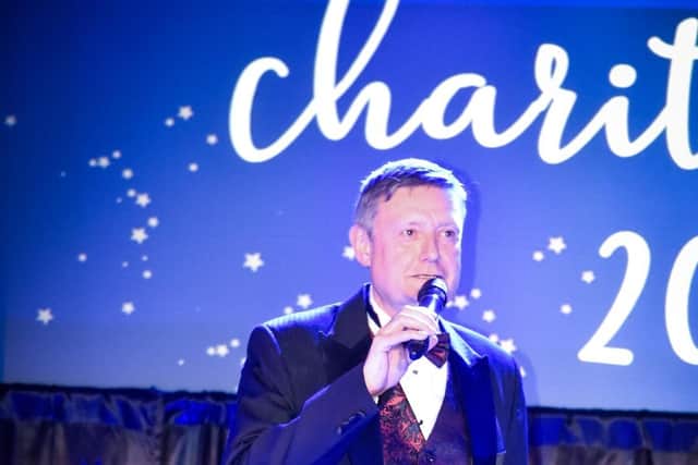 David Hopkins, founder of #ChallengeDerbyshire speaking at the charity ball. Pic submitted