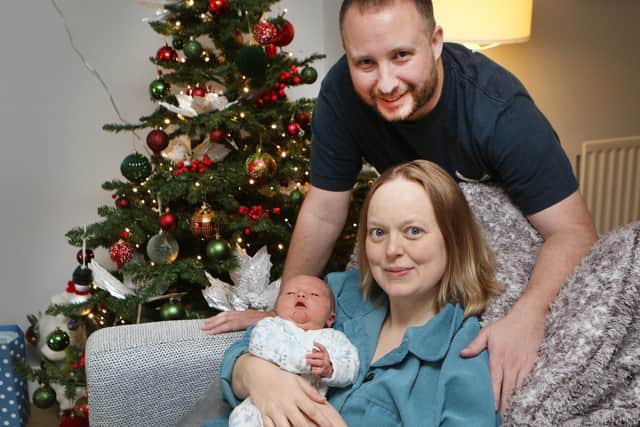 Hayley and Mark Burnell with baby Arthur