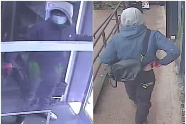 Police have released these CCTV images of a man they would like to speak in connection with a robbery at a New Mills shop