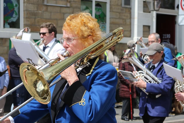 The band led off the parade at New Mills carnival