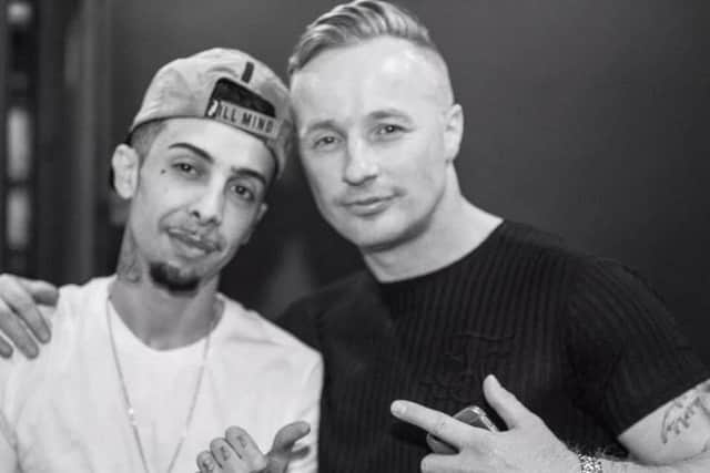 Owner Pete Watmough with Brit rapper Dappy during a club night