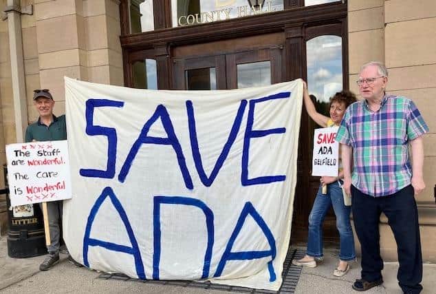 Pictured Are Belper Together Campaigners Carrie Terry, Second Right, And Keith Venables, Right, Who Are Opposed To Derbyshire County Council'S Planned Sale Of Its Ada Belfield Care Home, In Belper, Taken By Ldr Jon Cooper