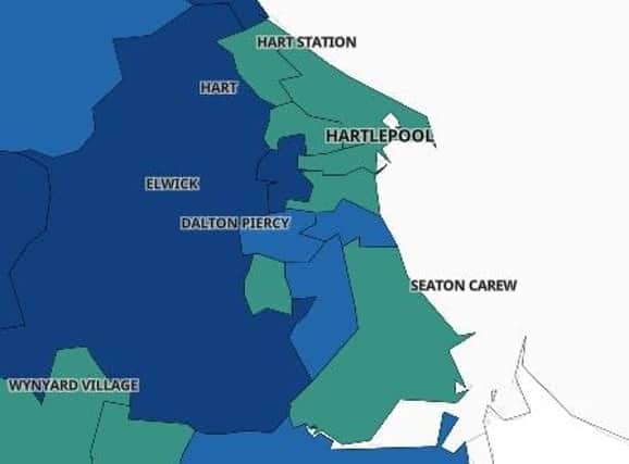 Ten areas of Hartlepool with the lowest Covid 19 rates