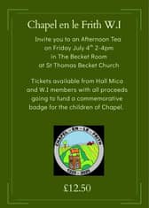 Afternoon Tea 4th July 2025,St Thomas Becket Church, Market Place, Chapel-en-le-Frith SK23 0EN