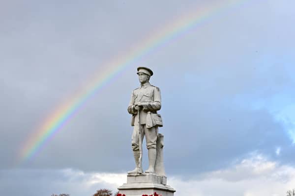 A beautiful shot from Nick Rhodes shows a rainbow behind the war memorial at Hasland's Eastwood Park.