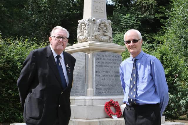 Poppy Appeal coordinator John Baker, pictured right with Royal British Legion colleague John Cooke, has led fundraising efforts to complete work on the memorial.