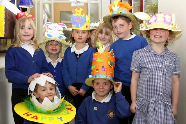 Entrants in Chapel Primary School's Easter bonnet competition