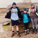 Scarlett Haystead with her mum Sam and dad Paul during their hike on Kinder Scout.