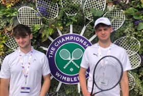 Caleb and James at the national finals of Play Your Way to Wimbledon
