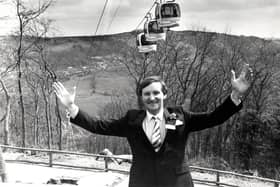 Andrew Pugh at Heights of Abraham cable car system in Matlock Bath in 1984.