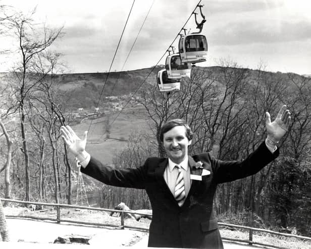 Andrew Pugh at Heights of Abraham cable car system in Matlock Bath in 1984.