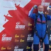 Mark Kirkham after completing his skydive for Blythe House Hospicecare.