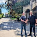 Councillor Damien Greenhalgh with Mike Ball, owner of Twig