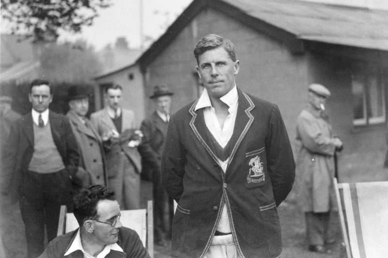 Derbyshire and England cricketer Leslie F Townsend is pictured in 1936.