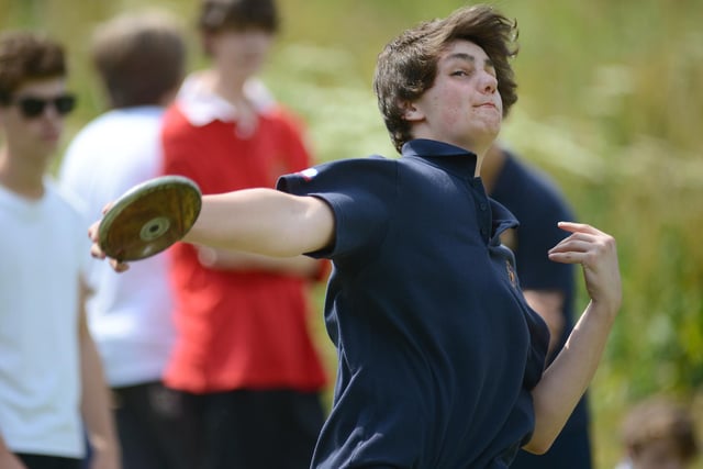 James Stainer winning the year ten boys discus