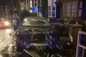 A black Audi crashed into railings on Fairfield Road in the early hours of Thursday November, 30. Photo submitted