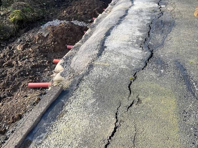 The current damage to Leashaw caused by the landslip.