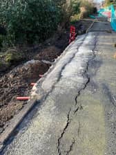 The current damage to Leashaw caused by the landslip.