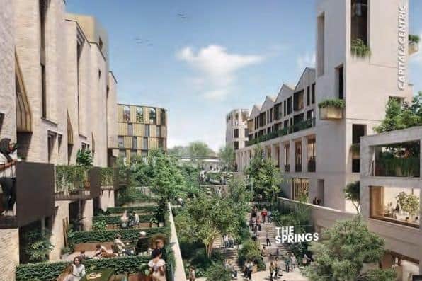 An artist's impression of how The Springs might look - but a petition has been created to oppose the development.