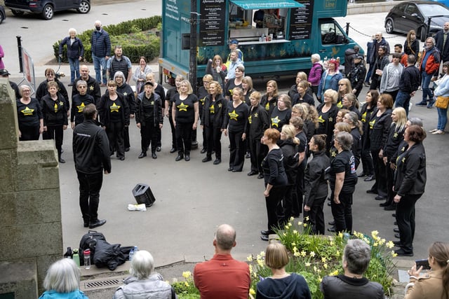 The Rock Choir sang to crowds at Buxton Spring Fair. Picture David Dukesell