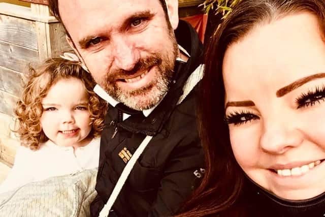 Rachel and Damien Shilliday with daughter Ariana-Rose.