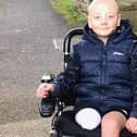 Harry Budd is recovering well after his leg amputation and funds are now being raised to buy him a new blade leg he can play football on. Photo Becky Budd
