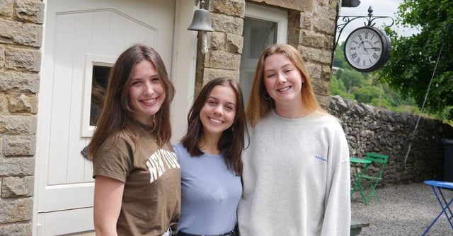 Friends Grace Toward, Emily Goulding and Grace Campbell have set up a pop up cafe in Station House, Miller's Dale on the Monsal Trail
