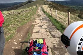 An air ambulance was deployed to the scene. 
Photo: Edale MRT