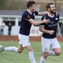 Jak McCourt celebrates the opening goal against Farsley. All photos by Jason Chadwick.