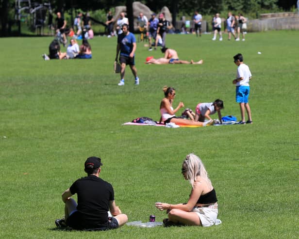 Enjoying the hot weather in Endcliffe Park in Sheffield. 