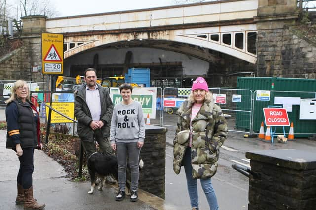 Independant traders from Whaley Bridge anxious to secure help during the road closure, Lisa Wharmby, Nev Clarke, Kate Sebire and Sara Webster