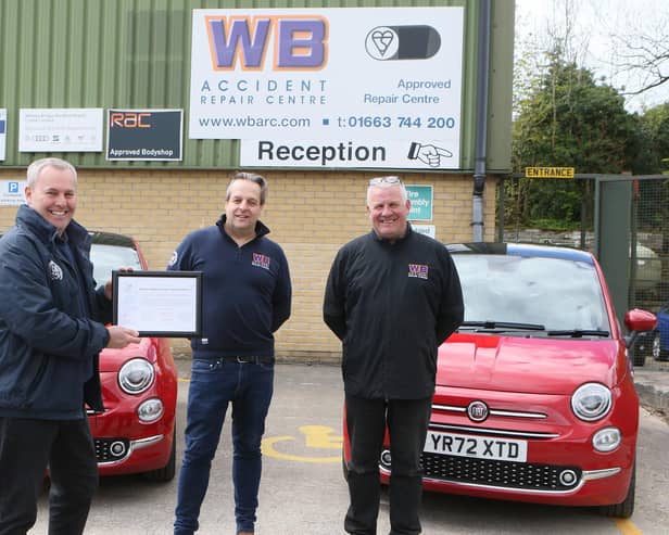 WB Repair Centre, Karl Hales, Ezra Garside and Dave Ferguson are carbon negative - making them the first in the world in their industry to achieve this status. Photo Jason Chadwick