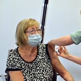 Chesterfield Casa Hotel has been used as a vaccination site during the rollout. Sheila Wood having her jab from vaccinator Lara White.