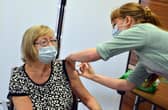Chesterfield Casa Hotel has been used as a vaccination site during the rollout. Sheila Wood having her jab from vaccinator Lara White.