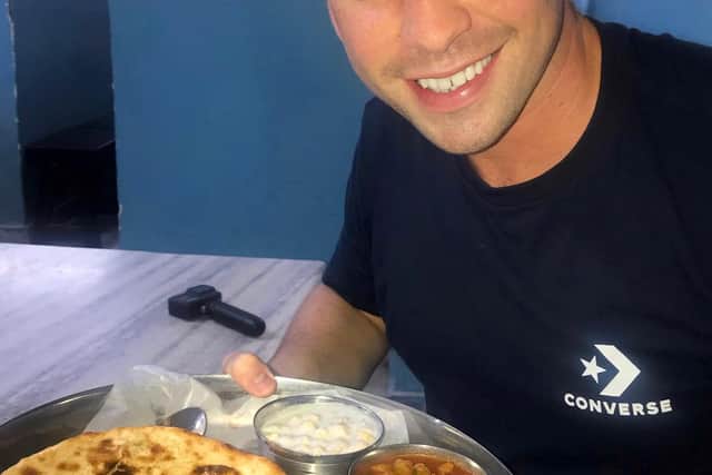 George in Amritsar, India, just before lockdown in February - trying local cuisine for his Instagram blog - @food_with_george